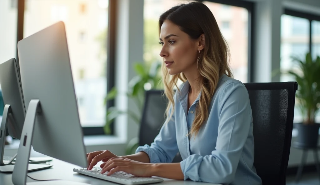 Business woman working on computer