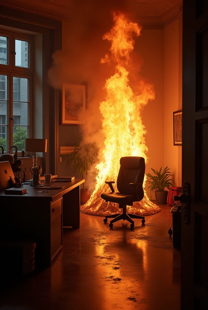 Fire of a office. 