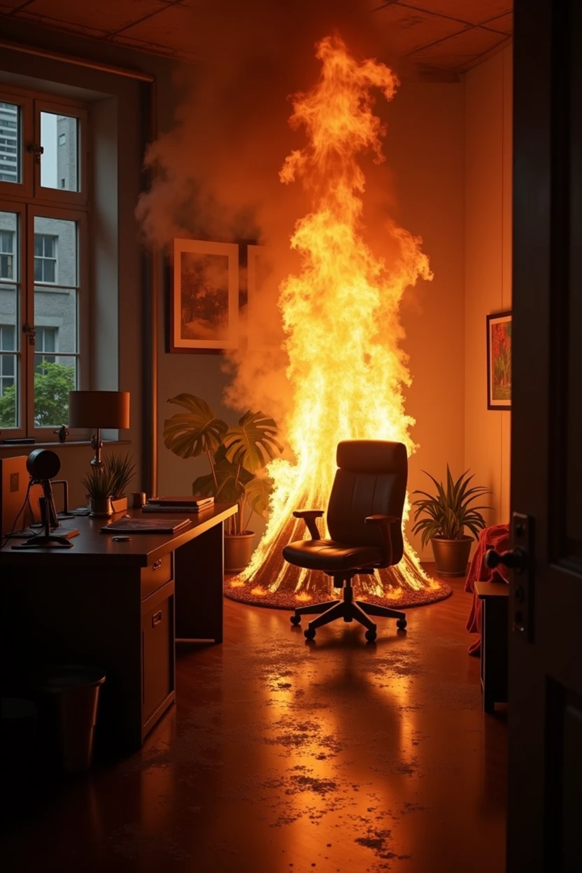 Fire of a office.