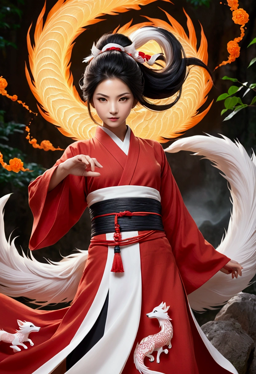 nine tailed fox 32K,Red and white fairy and devil world, A chance encounter with Liu Hanshu, He saw his old self, I decided to take him on as my apprentice., Teach them how to protect themselves, But thanks to the Tibetan star charts, Phoenix and the Liu family、The Yuken School builds relationships, Beginning with the death of Liu Hanshu, Qin Yu embarked on the path of confrontation with a powerful opponent., Work Hard, Strengthen yourself, Follow your own path of justice, (nine tailed fox)Eyes full of anger,赤と白のnine tailed foxは拳を握りしめた,Quickly,Inflicting a fatal blow on the opponent,Full Body Lesbian,全身nine tailed foxの男性魔法使い 32K(Masterpiece Canyon Ultra HD)Phoenix(canyon)Climb the street, Explosion site(nine tailed fox), (dragon), nine tailed foxの怒りのCombat Stance, looking at the ground, バティックLinen bandana, Chinese red and white patterned long sleeved garment, canyonの赤と白のnine tailed fox(Abstract propylene splash:1.2)Chibai(Realistically:1.4),Black Hair,Flour flying up,Rainbow Background, High resolution, detailed, RAW Photos, sharp, Nikon D850 film stock photo by Jefferies Lee 4 Kodak Portra 400 camera F1.6 shots, Rich colors, Ultra-realistic vivid textures, Dramatic lighting, Unreal Engine Art Station Trends, Cinestia 800,Red and white mist dances,(((Jungle Canyon)))The injured lined the streets(got it)Climb the street,Movie Master Real-Time Quality(masterpiece,khd,Hyper HD,32K) (Linen Batik Scarf), Combat Stance, looking at the ground, Linen bandana, Chinese nine-tailed fox pattern long-sleeved robe, 朝nine tailed fox(Abstract gouache splash:1.2), Dark clouds lightning background,Loose water