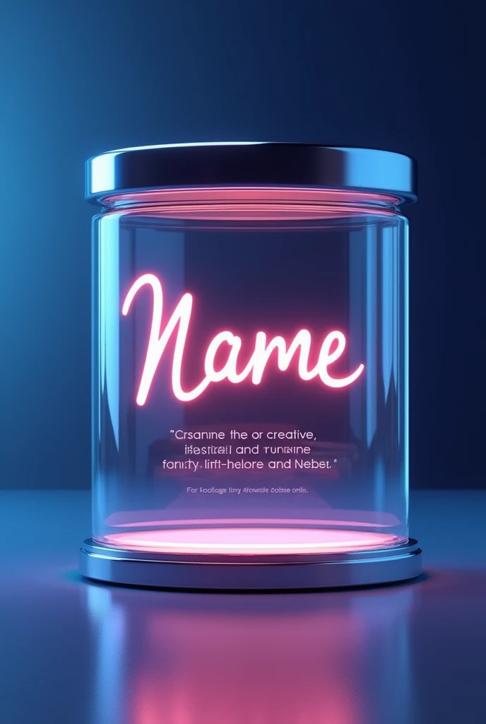 {
  "prompt": "A sleek, modern 3D container with a metallic and glass finish, showcasing a name written in a beautiful, elegant script font. Below the name, there are glowing, softly illuminated text lines with compliments such as 'Creative Thinker,' 'Inspiring Leader,' and 'Kind-hearted Soul.' The background is a gradient of deep blue to violet, with soft lighting to give a futuristic feel. The overall design should feel luxurious and polished, with attention to detail on the font and material textures.",
  "size": "1024x1024"
}