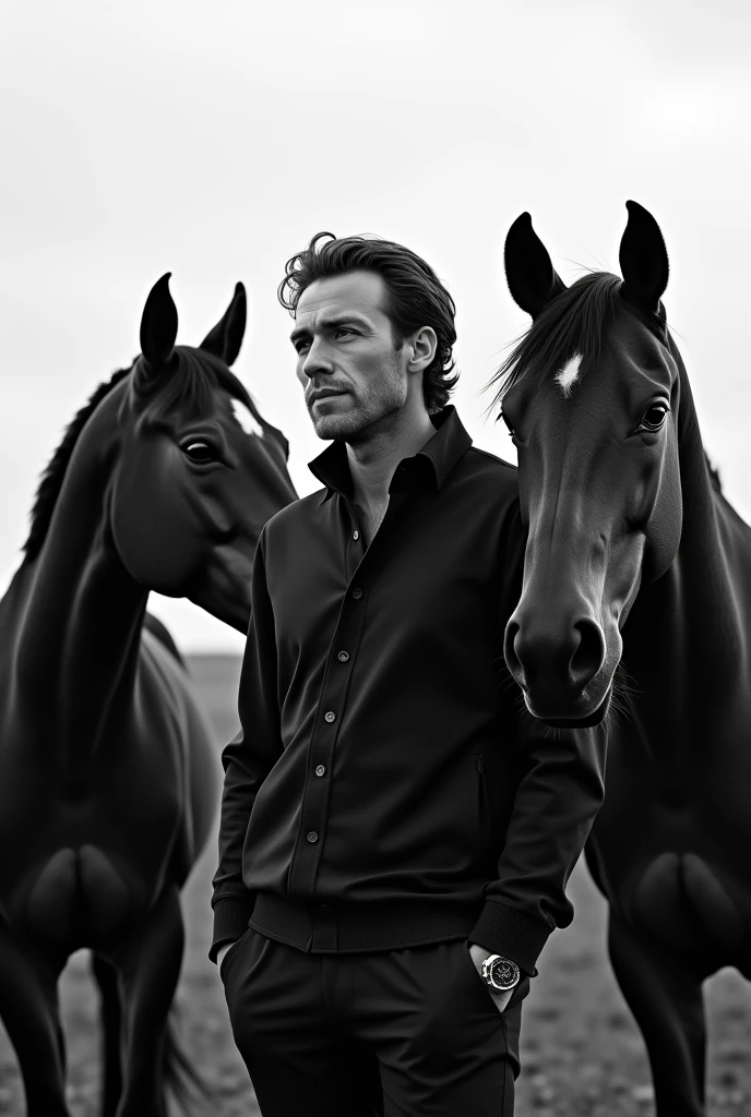 Generate a name jerson with horses in black and white background 
