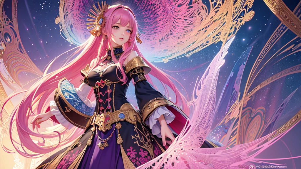 (masterpiece, Highest quality, Highest quality, Official Art, beautifully、beautiful:1.2), (One Girl), Very detailed,(Fractal Art:1.3),colorful,Most detailed,Pink Hair,middle ages、Fantasy