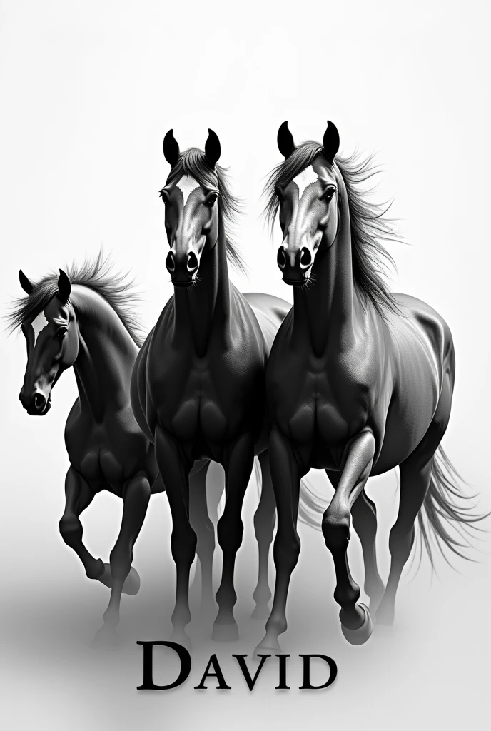 Generate a name david with horses in black and white background
