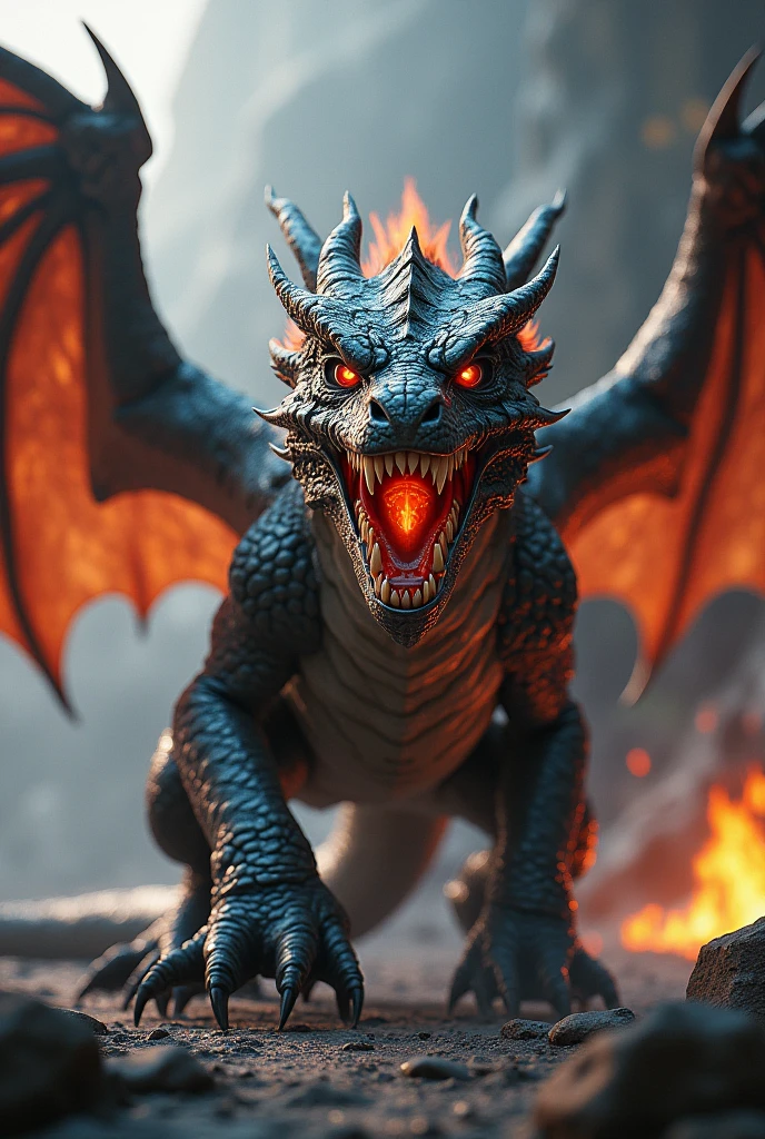 detailed hyperrealistic dragon, extremely detailed dragon, highly detailed dragon, intricate dragon scales, dragon muscular body, dragon claws, dragon sharp teeth, dragon glowing eyes, dragon fire breath, dragon spreading wings, 8k, highly detailed, photorealistic, cinematic lighting, dramatic lighting, vibrant colors, epic fantasy, digital art