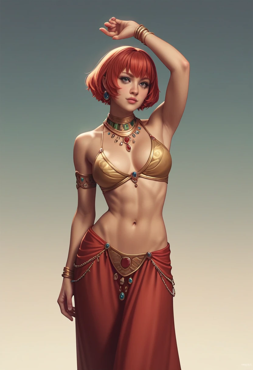 ffxi character, lilisette, short red hair, dancer's casaque, dancer's bangles