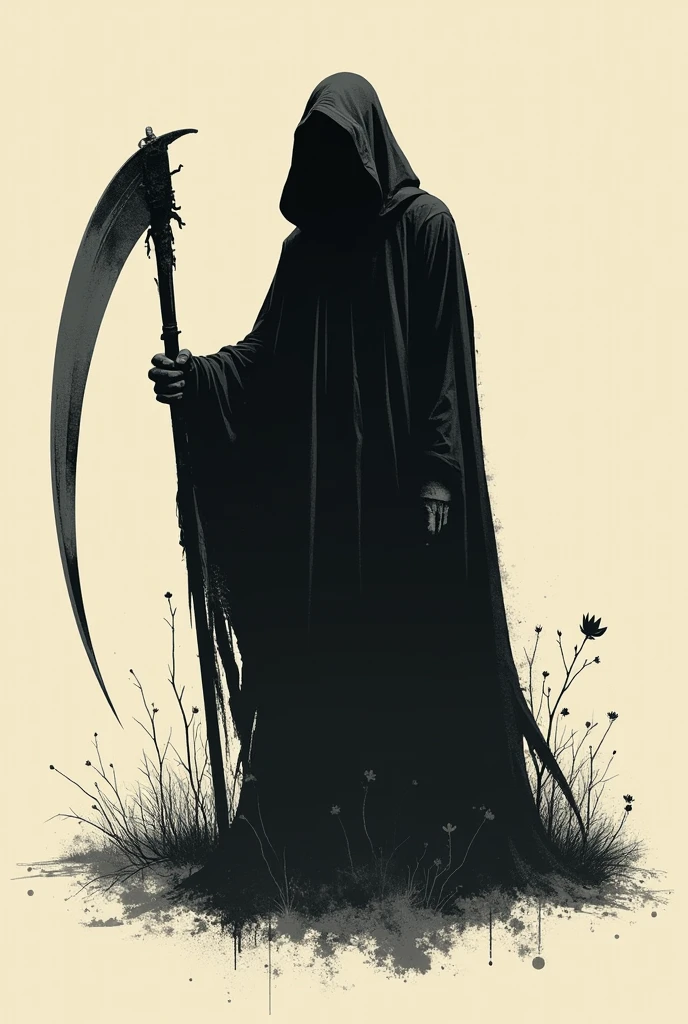 Stencil print Minimalist, [Reaper], Risograph glitch, poster