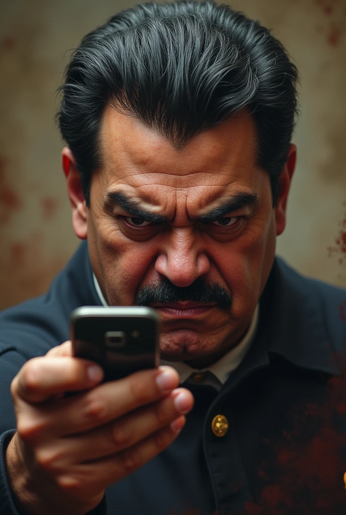 Nicolas maduro moros as a hater with a cell phone