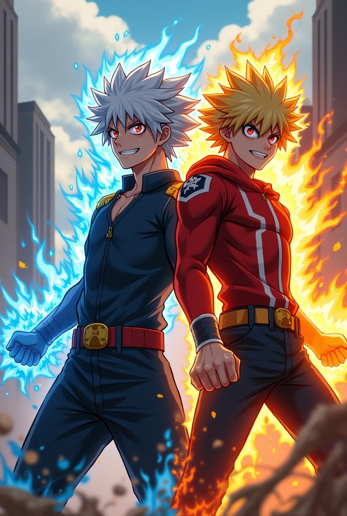Draw bakugo in anime mode with shoto todoroki 