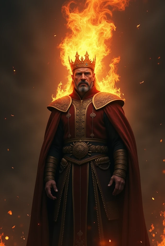 Man with crown made of fire