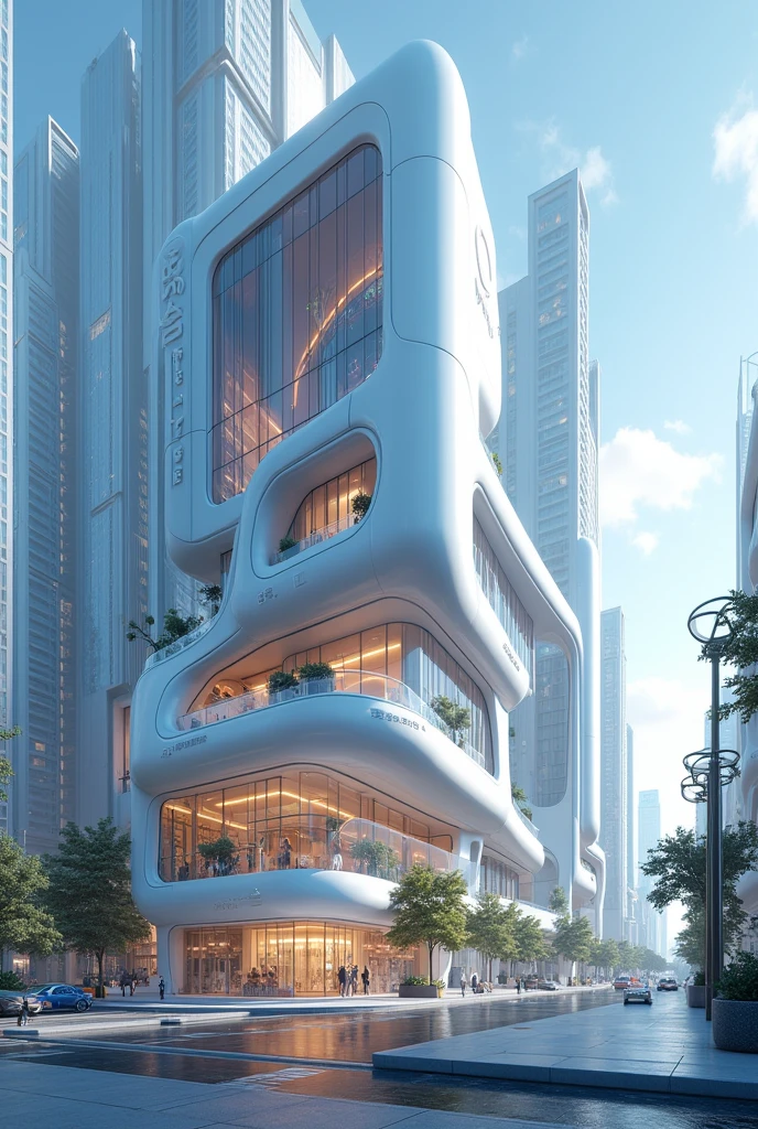Futuristic maid cafe building、No people