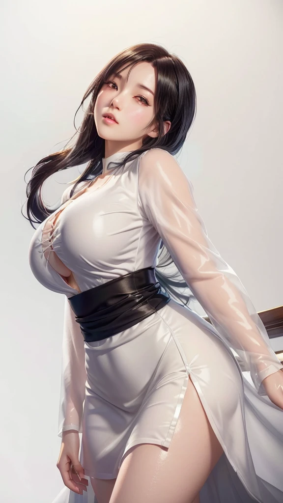 anime girl in a white dress posing for a picture, beautiful alluring anime woman, seductive anime girl, smooth anime cg art, shiny white skin, artwork in the style of guweiz, [ 4 k digital art ]!!, thicc, digital anime art, trending on cgstation, tifa lockhart with white hair, highly detailed exquisite fanart, detailed digital anime art