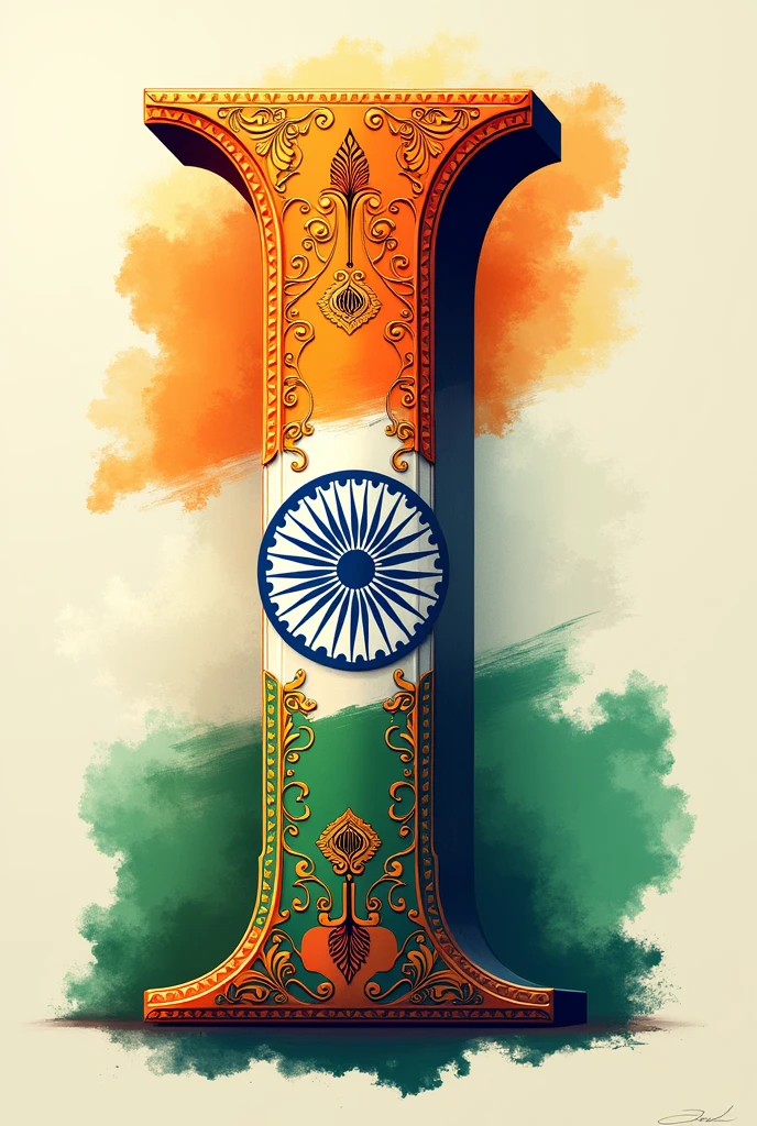 Create a picture with letter I in Indian flag style. 