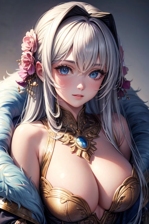masterpiece, raw, Beautiful art, professional artist, 8k, art style by sciamano240, Very detailed face, very detailed hair, 1 mature woman, perfectly drawn body, beautiful face, by the wide, light blue fur , very detailed blue eyes, sensual lips , pink cheeks, intricate details in the eyes, playful smile, looking directly at the viewer , in love with the viewer's expression, wedding ring , lipstick, very close to the face, sunny autumn day, teaching in class, wearing sexy teacher clothes, classroom, shirt, tube skirt, thigh high boots, standing in front of the black board,