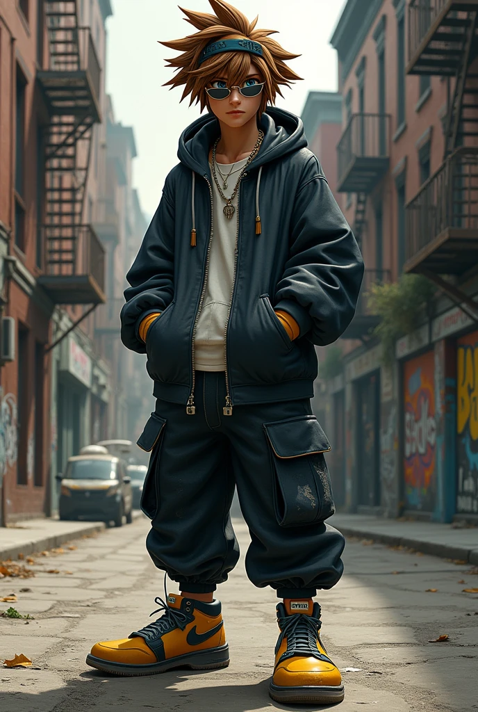 Generate sora from kingdom hearts but he's gangsta, make him from the hood, MAKE HIM EVEN MORE GANGSTER, give him sun glasses