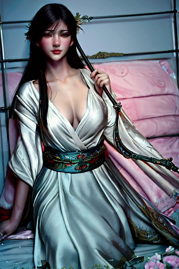 (photoRealistic:1.4),Highest quality,Realistic, masterpiece, Very delicate and beautiful, CG,Very detailed ,High resolution, Very detailed, One girl, Tifa_Lockhart,Beautiful detailed girl,whole body, Realistic,kimono, Beautiful and detailed red eyes, Light on the face, Cinema Lighting,