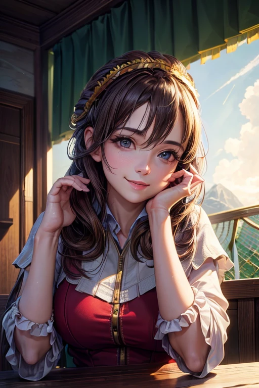 8k, 4k, of the highest quality, High resolution: 1.2), (maestro, realist, Photoreal: 1.4), 1 woman, The atmosphere of the elder sister.、beautiful face, She has a bright smile、Lipin's bright eyes, viewer, White skin, White skin: 1.5), come to an end, big, big, by rubio、headband bangs, , young, s bag view、big ass、super breasts、copa H、by the lower、back view、exposed nipples、T-back that digs into your butt、thong lingerie、wear white thong、white lingerie、emphasize the buttocks、calvin klein white collar thong、cute long hairstyle、Cubrepie's、wear high heel boots、A woman standing in front of a giant robot、There'A giant robot standing in the background.、giant mech pilot、She'is in the hangar