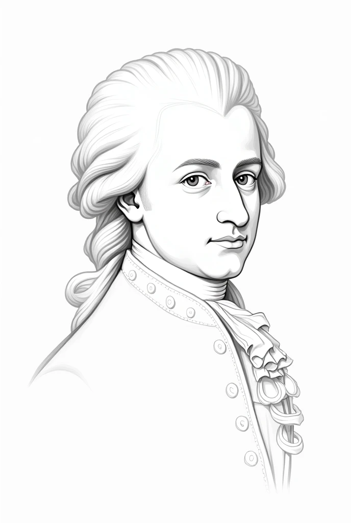Mozart portrait line drawing simple