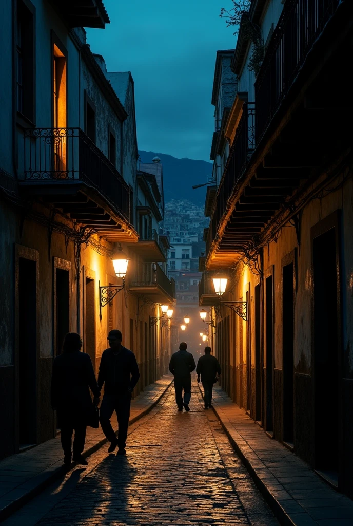 A dark street in Iquique that can be seen first-hand and at night