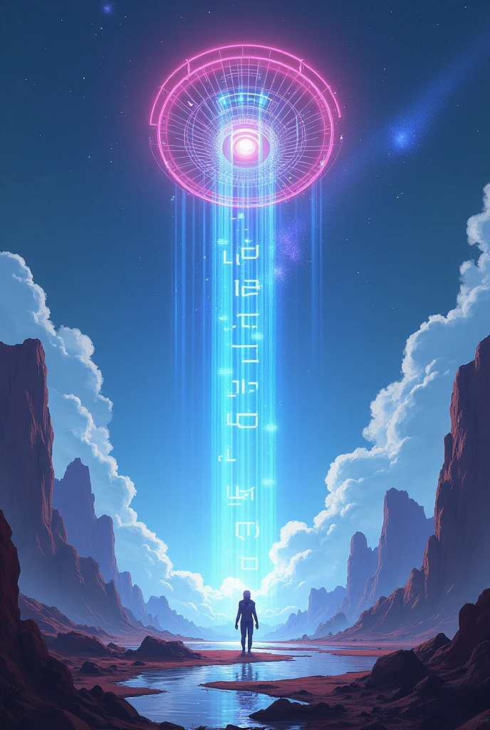 a light signal that makes a reflector in the sky that says Dagny signal. But that literally says "Calling Die"
With a valorant background