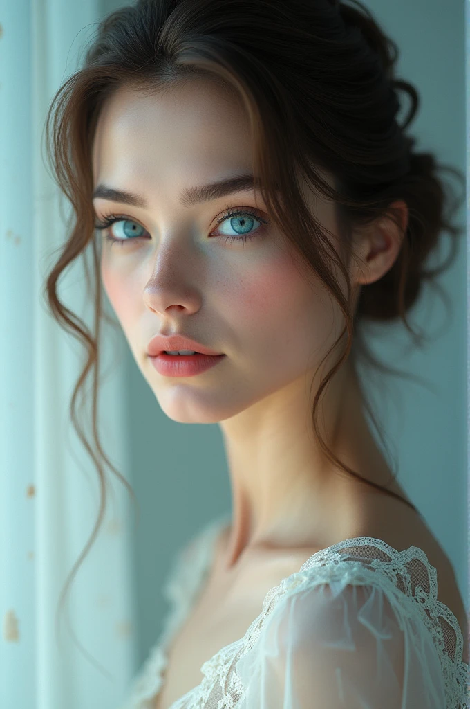 Beautiful tall woman with blue eyes