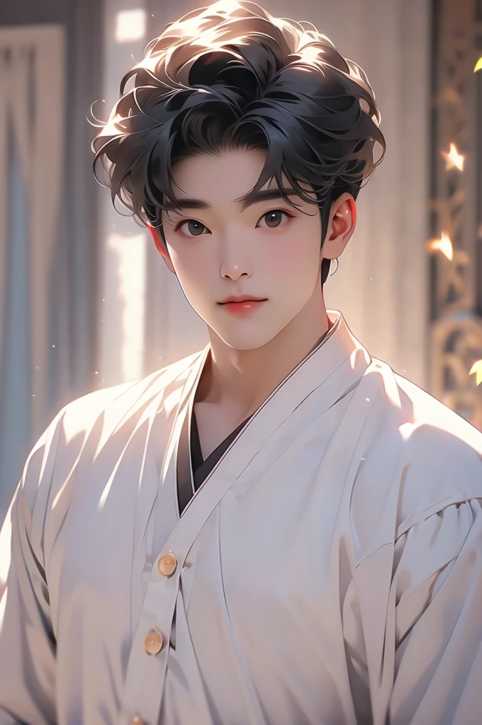 singer kim jong seok stars in the latest korean drama to hit mykonos, 'lady chul-soo'. [photo: facebook/korea1tv], 1boy, realistic, black hair, 1girl, smile