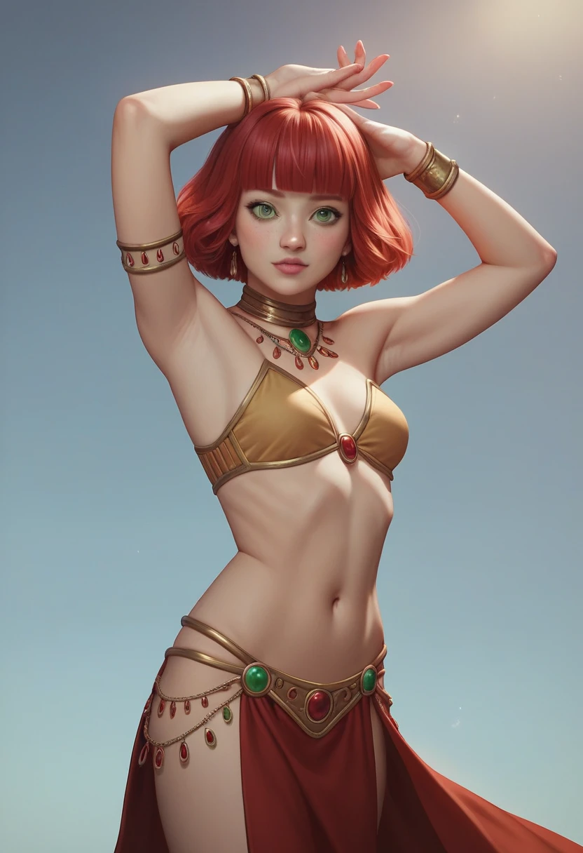 ffxi, lilisette, short red hair, blunt bangs, green eyes, maculele, maxixi, horos, dancer's bangles, more real, realism