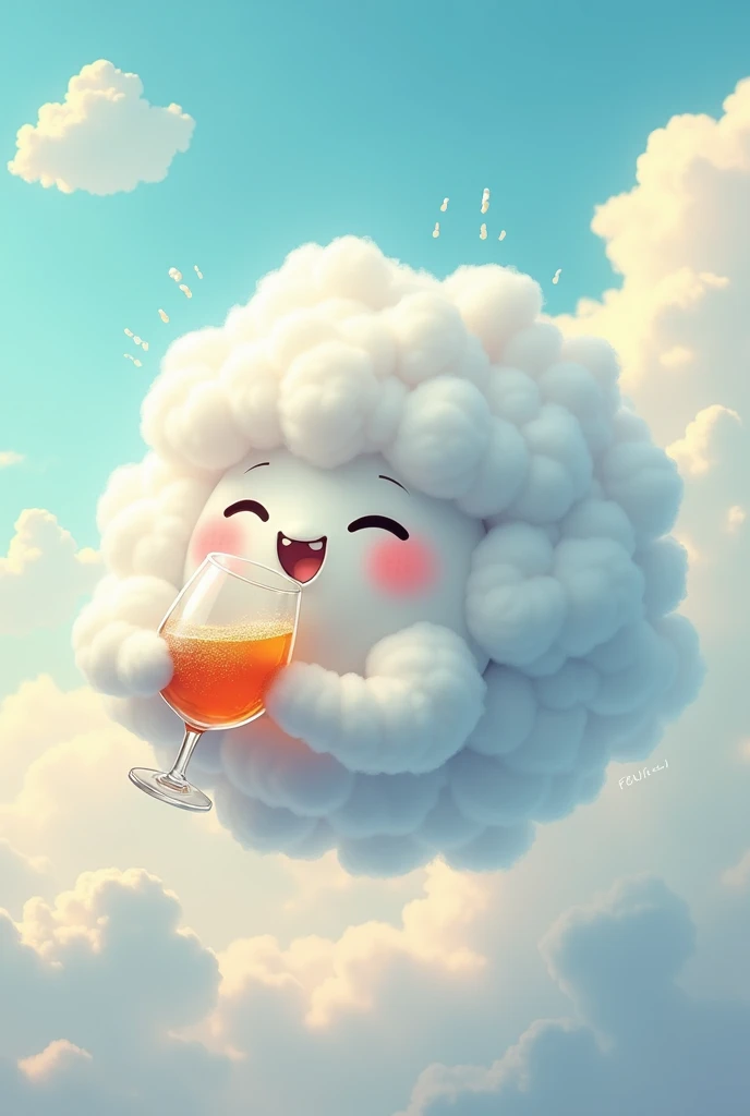 A cloud drinking alcoholic beverages