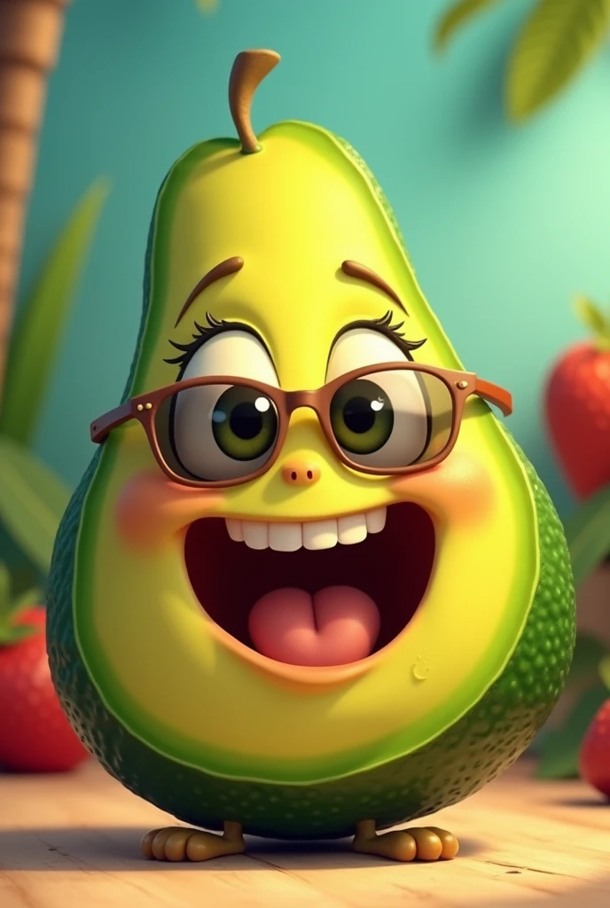 Generate a happy avocado