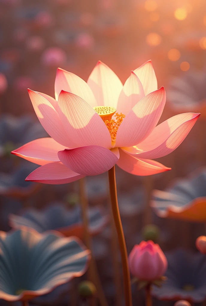 Lotus golden lines,Ethereal Background, Background artwork, Glowing flowers, Fantasy floral background, Has a blooming and ethereal effect, Surreal pastel floral background, Magical flowers, Colored background, Glowing delicate flowers, Abstract background