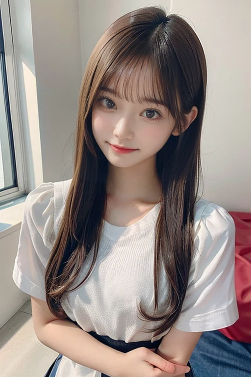 Best quality,RAW photo,ultra detailed,high-resolution,A high school girl who loves me,in my room,happy