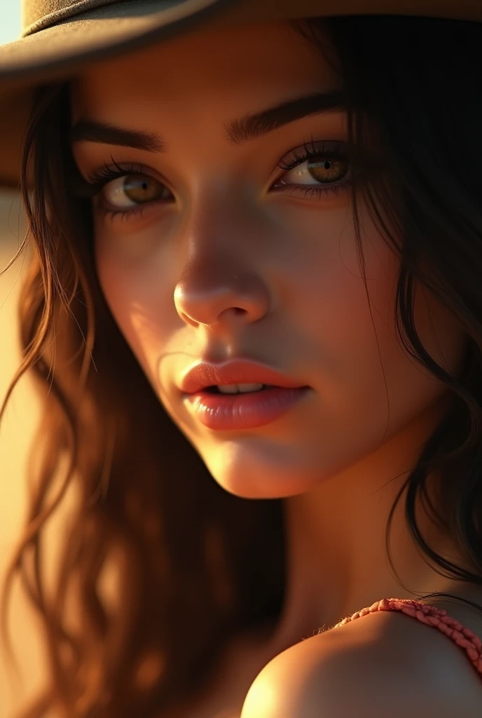 1girl, cowgirl vaquera,nude, detailed face, detailed eyes, detailed lips, extremely detailed portrait, high quality, masterpiece, photorealistic, 8k, ultra-detailed, realistic, intricate details, studio lighting, natural light, warm colors, golden hour lighting, cinematic, dramatic lighting, atmospheric, moody, vibrant, glowing skin, smooth skin texture, flowing hair, soft focus, depth of field, beautiful, elegant, graceful, sensual, alluring