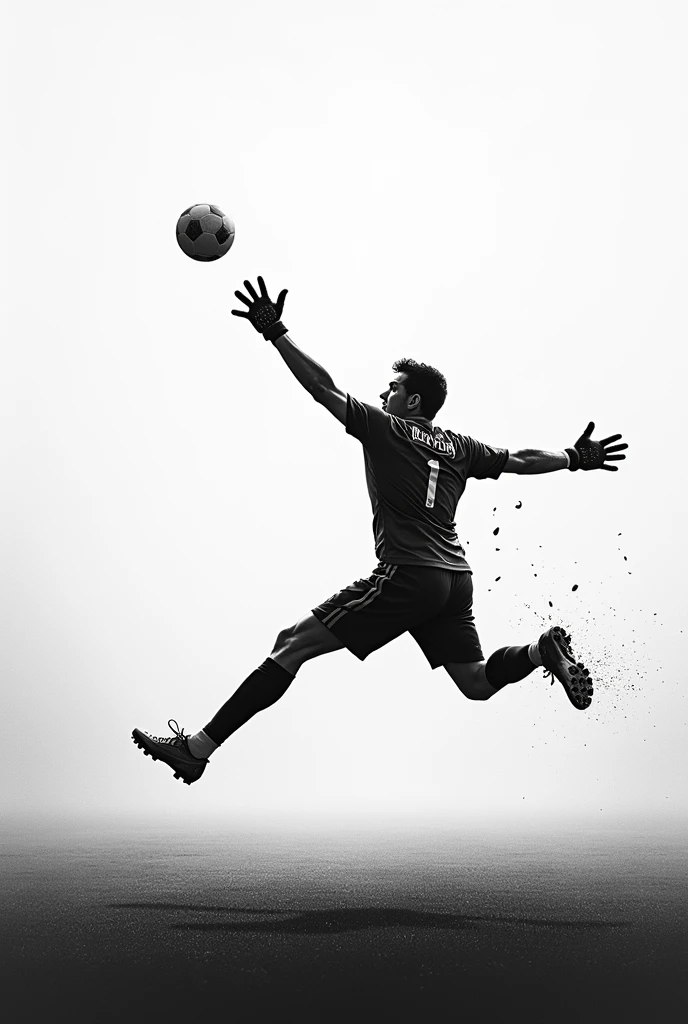 Black and white goalkeeper stopping a ball in the top left corner
