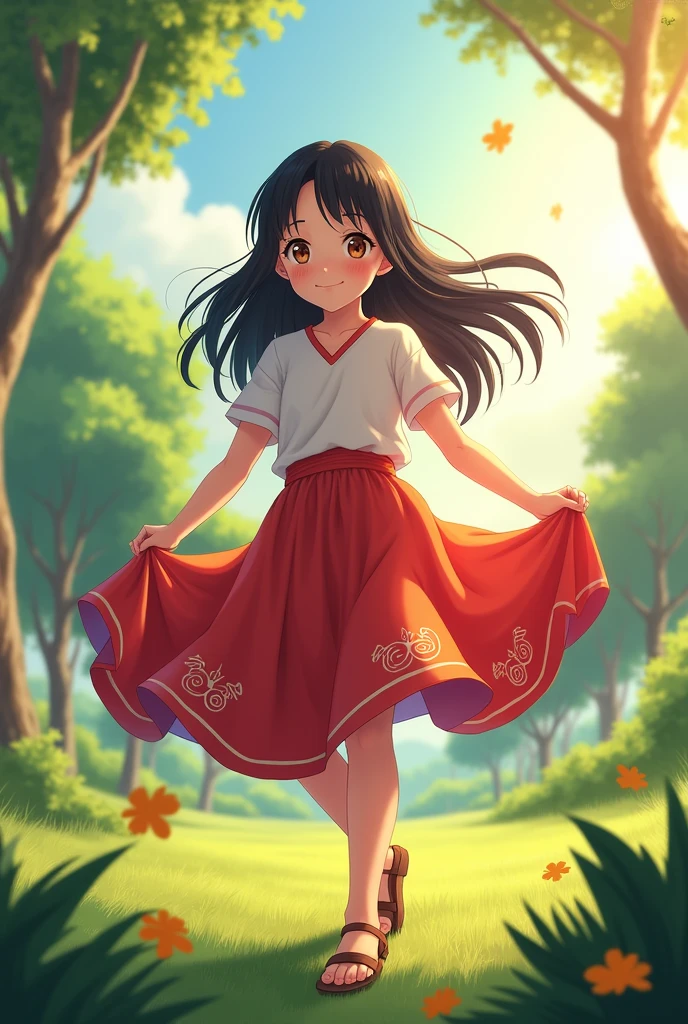 himawari uzumaki from Naruto lifting her skirt up