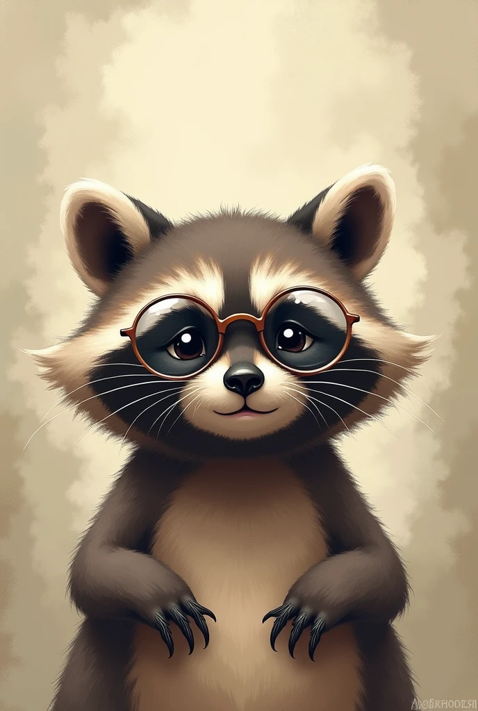 Raccoon wearing glasses