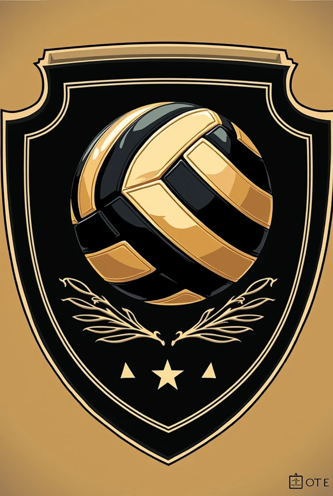create a volleyball team shield with black colors, dourado e branco, Never seen