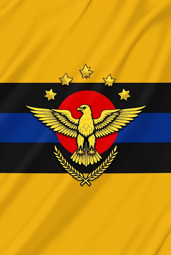 
	• Main color:
	• Dark blue: Represents the great river that flows through Khemara, bring life to the country. Dark blue stripe runs across the middle of the flag, reminiscent of the Nile but with its own nuances, symbol of prosperity and hope.
	• Light yellow: Used on the top and bottom of the flag, The pale yellow represents the desert lands surrounding Khemara., symbol of toughness and strength to overcome challenges.
	• White: A thin white strip between the blue and yellow strips, symbolizes the purity and peace that Khemara always strives for..
	• Center icon:
	• Golden Eagle: Placed in the center of the flag, The falcon is the national symbol., symbolizes strength, quyền lực, and the protection of the gods. This falcon has outstretched wings., protect the entire flag, and its chest is decorated with a small sun, symbol of the sun god worshiped by the Khemara people.
	• Red sun: Behind the eagle is a red sun., meaning of life, energy and regeneration. This sun radiates rays of light, symbolizes Khemara&#39;s influence and power throughout the region..
	• Sub-icons:
	• Reeds and wheat: These two symbols are placed diagonally below the falcon., symbolizes agriculture and abundant food resources, as well as the economic development of Khemara.
