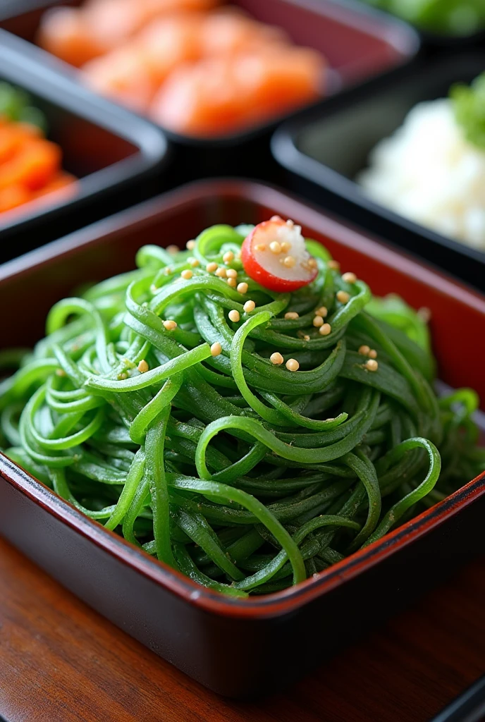 Seaweed salad in Japanese school lunches