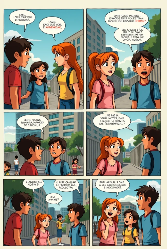Pamphlet explaining why bullying is wrong in the form of comics in Brazilian Portuguese