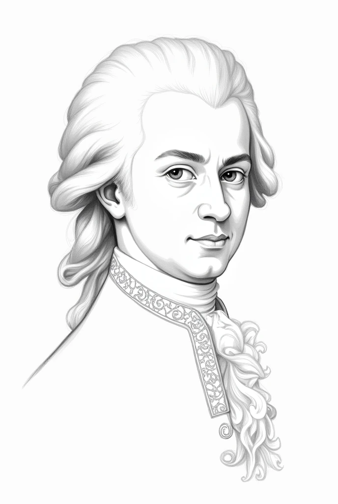 Mozart portrait line drawing simply
