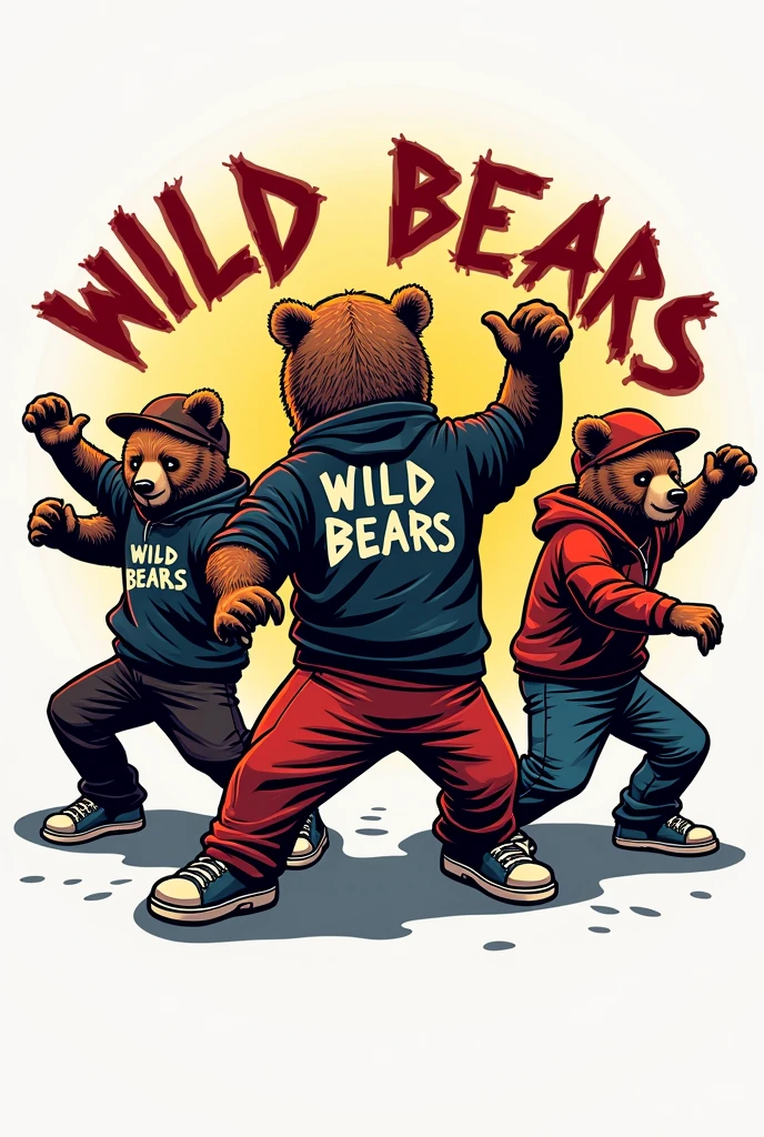 A logo that says wild bears with some hip hop dancing bears and the letters on the back