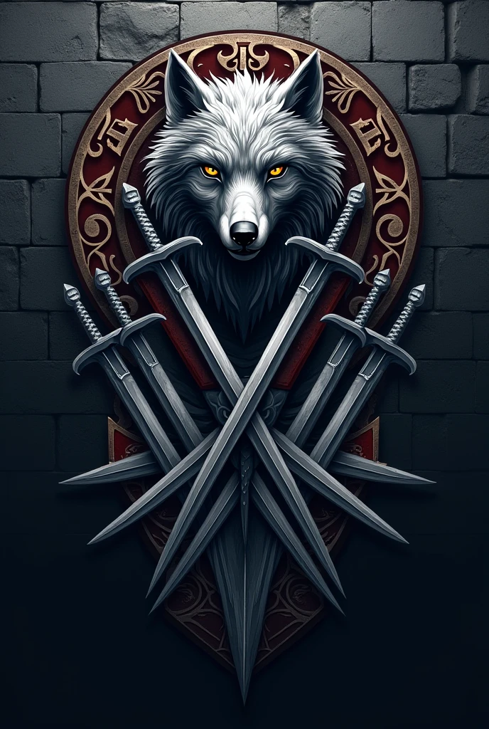 Quiero crear And logo , of the wolf of house Stark , And , pasando por And camino de espadas al rededor , y Anda pared de piedras con la J del equipo Juventus de futbol en grande