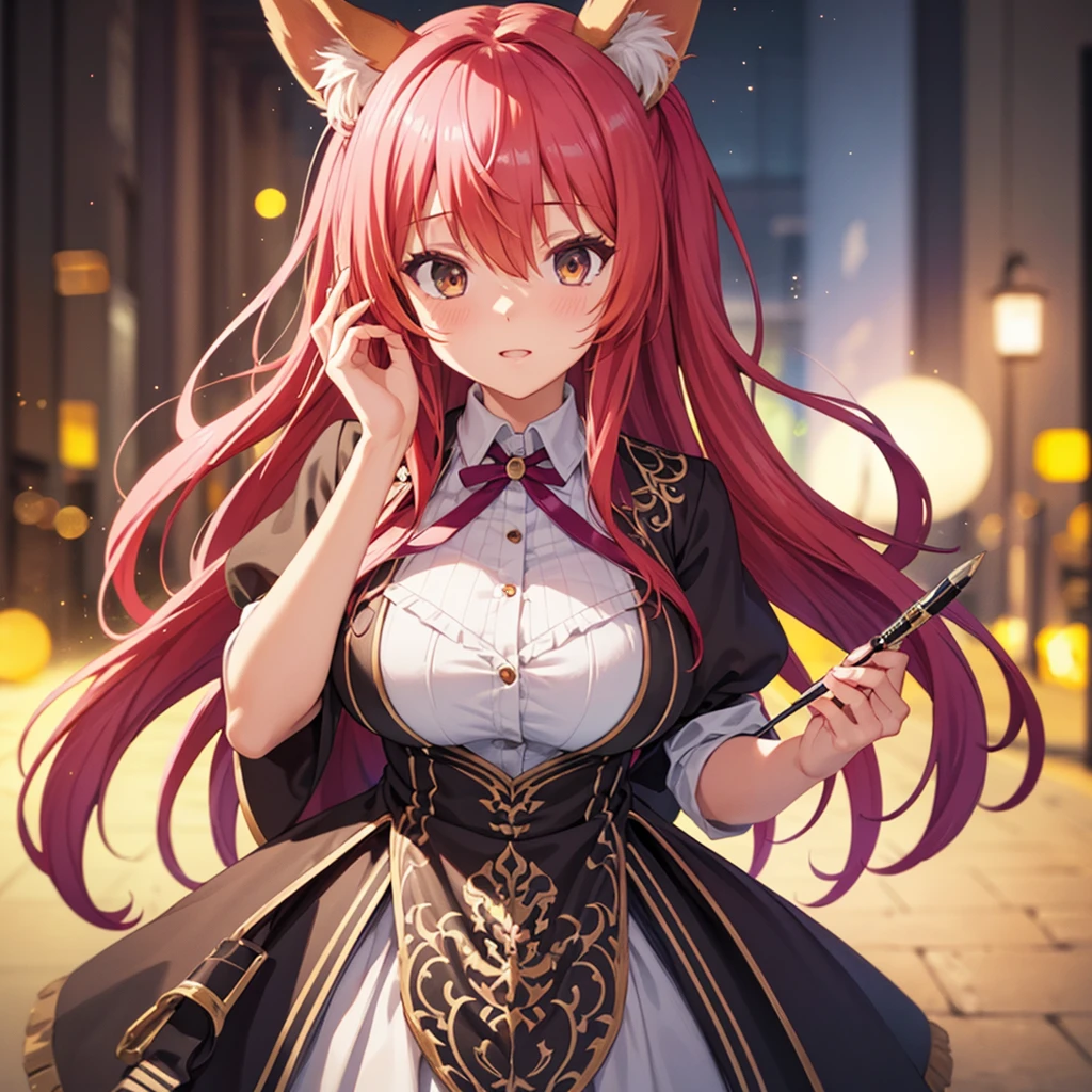 The original, Intricate details, illustration, masterpiece, Extremely detailed CG unity 8k wallpaper, emphasize, Sharpen, Dynamic, Bokeh, , A beautiful girl with animals_Ears and hair_Decorations