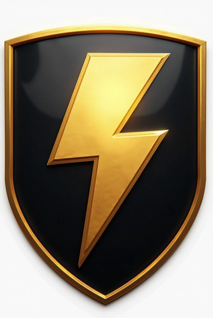 create a team shield with white colors, black and gold with a 2d lightning bolt