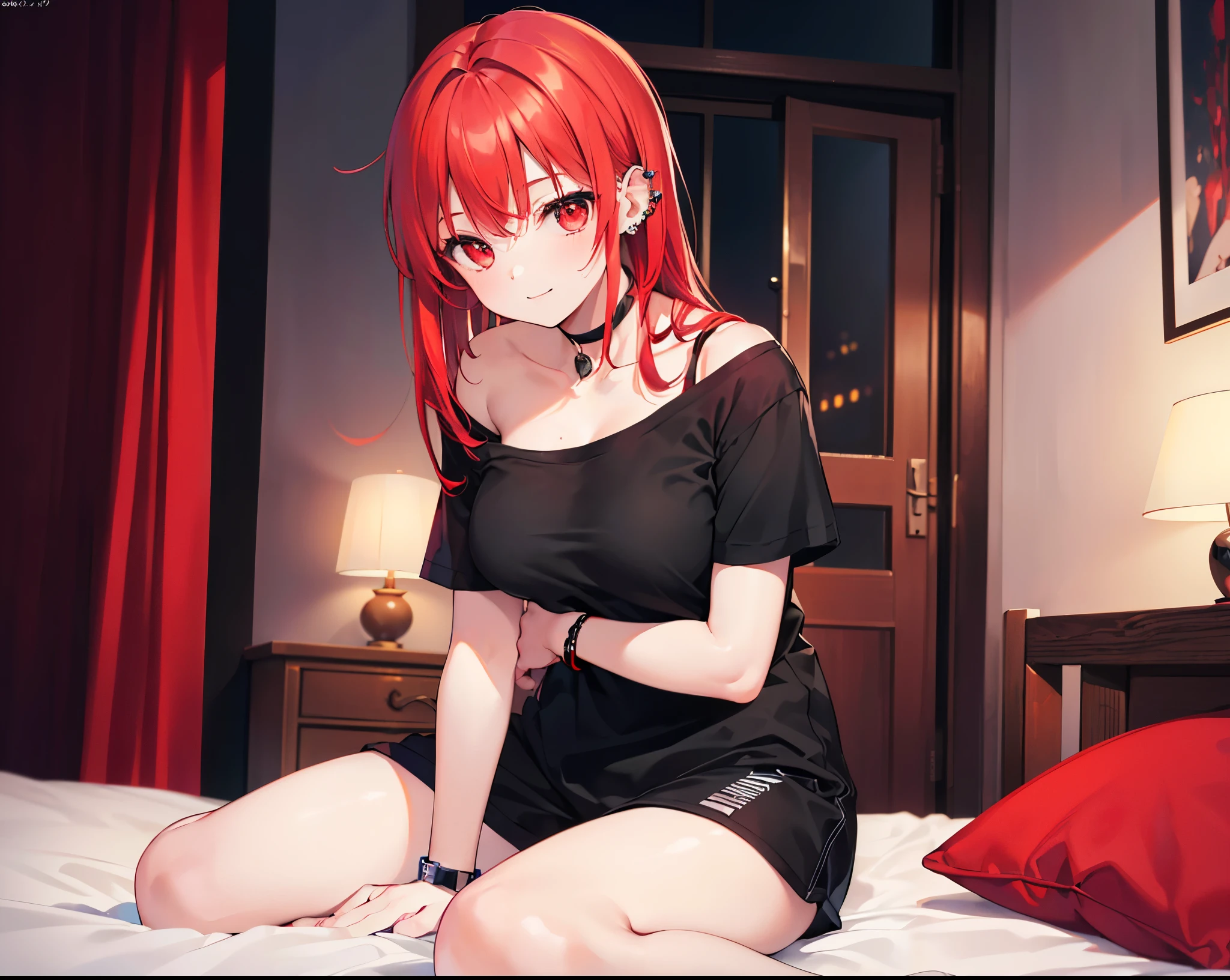 Realistic,highest quality, Super detailed, High-quality CG rendering, The most delicate and beautiful, Floating gently, High resolution, (1 girl), (Best image quality,4k,8K,masterpiece:1.2) , (All red-haired:1.5),(Medium Hair:1.5),(Red eyes:1.5),(Completely naked:1.5) Collapsed in bed,Defeated,,(Slightly larger breasts:1.5),Sleep,Are sleeping,Eyes closed,(Prone:1.5),(Turn your back to your audience:1.3),Ass,(Piercing in left ear:1.3),anus