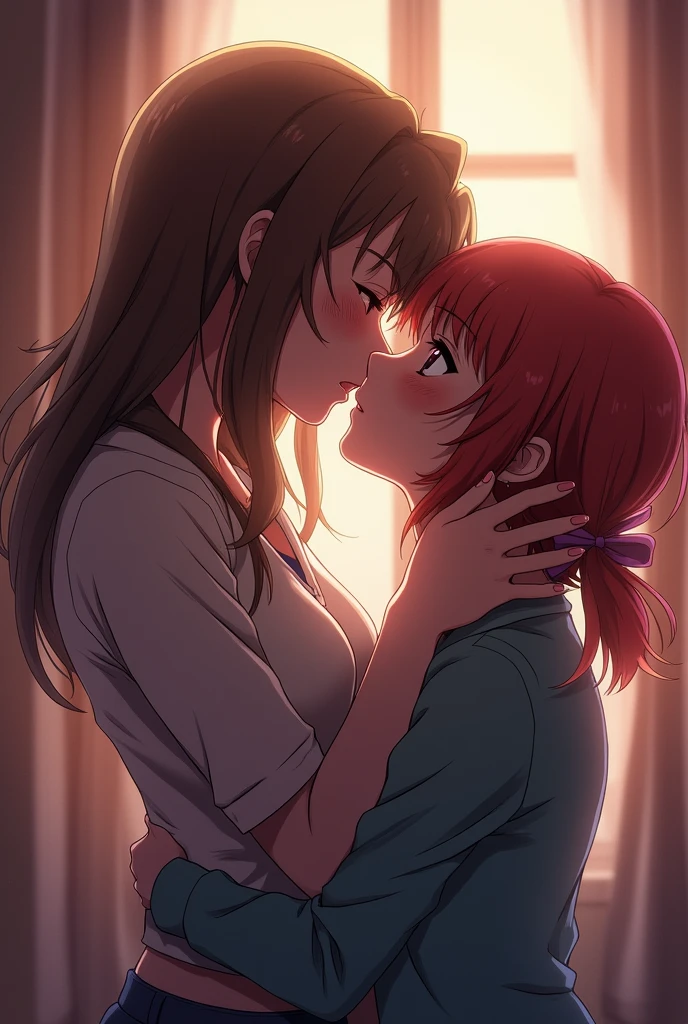 Mikoto Misaka passionately kissing Kuroko Shirai in the Tokiwadai dorms