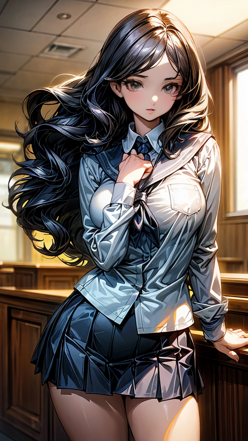 very sexy girl, long purple hair, open shirt, plaid skirt, with a sword in a dynamic position, scene of a destroyed city, fire, (art inspired in Bill Sienkiewicz). oil painting) (best quality,4k,8k,highres,masterpiece:1.2),ultra-detailed,(realistic,photorealistic,photo-realistic:1.37),intricate details,vivid colors,sharp focus,professional,Dave McKean artwork, oil touch of surrealism,oil painting style,

