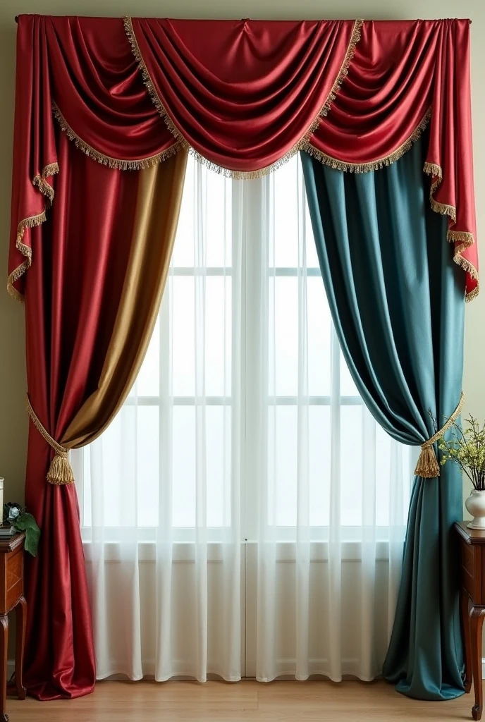 Modern curtains with valances in different colors for windows