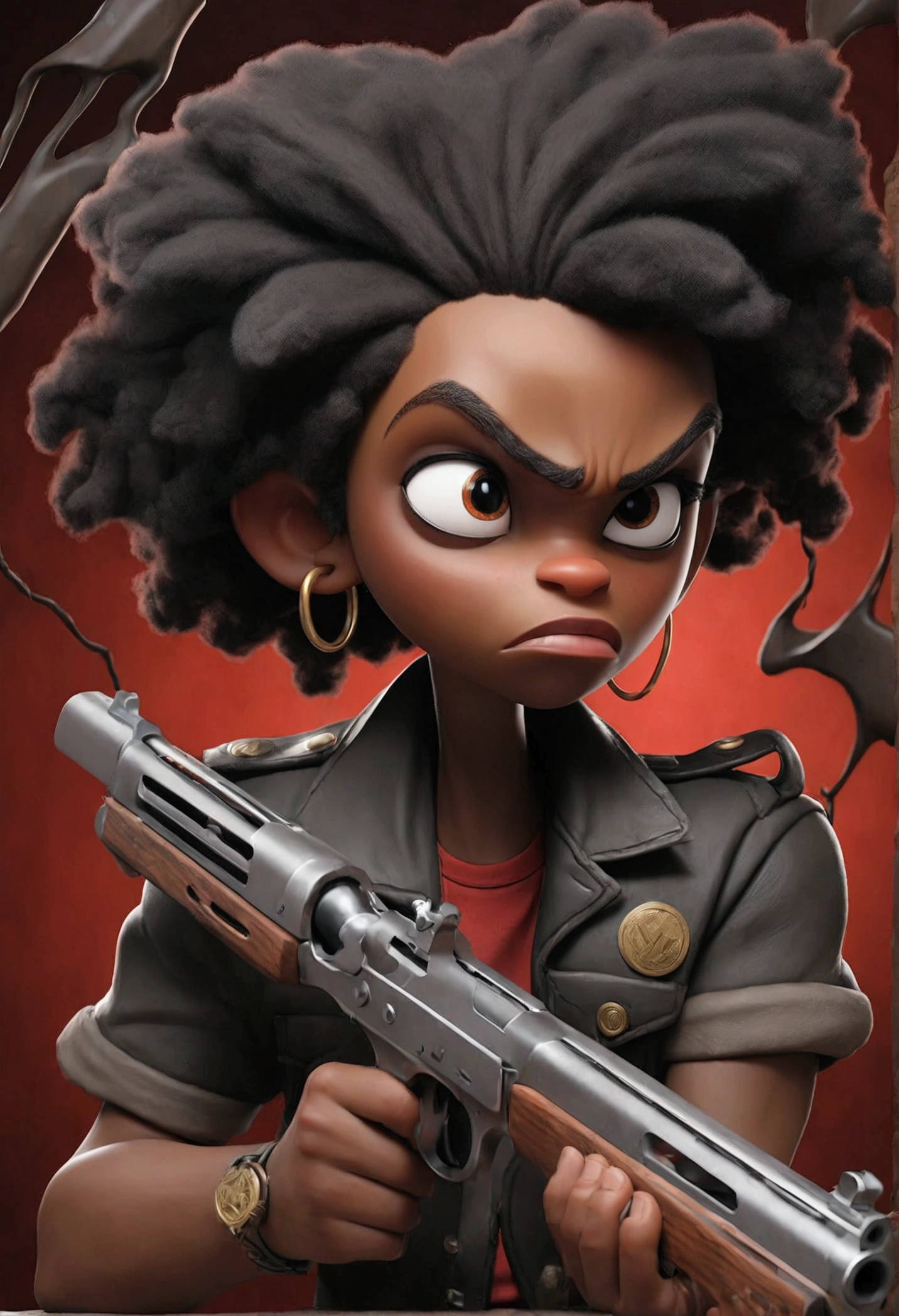 Creating an extremely aggressive digital music cover to YouTube, with an intense and dark atmosphere. The cover must feature realistic and detailed firearms, with visible shots, capturing the exact moment bullets leave the guns. Explosion and spark effects should be vivid and dramatic, occupying a large part of the image. The background must be dark, with metallic tones and rustic textures to intensify the feeling of danger and intensity. The title of the song, ‘One Shot’, must be displayed in large, striking letters, with a typography that refers to violence and energy, perhaps with shattering or cracking effects. The name of the artist, 'Marcelo Semedo', should appear in a corner, in a slightly smaller font, but still strong and striking, to complement the title. The color palette should include black, Red blood, and metallic gray tones.