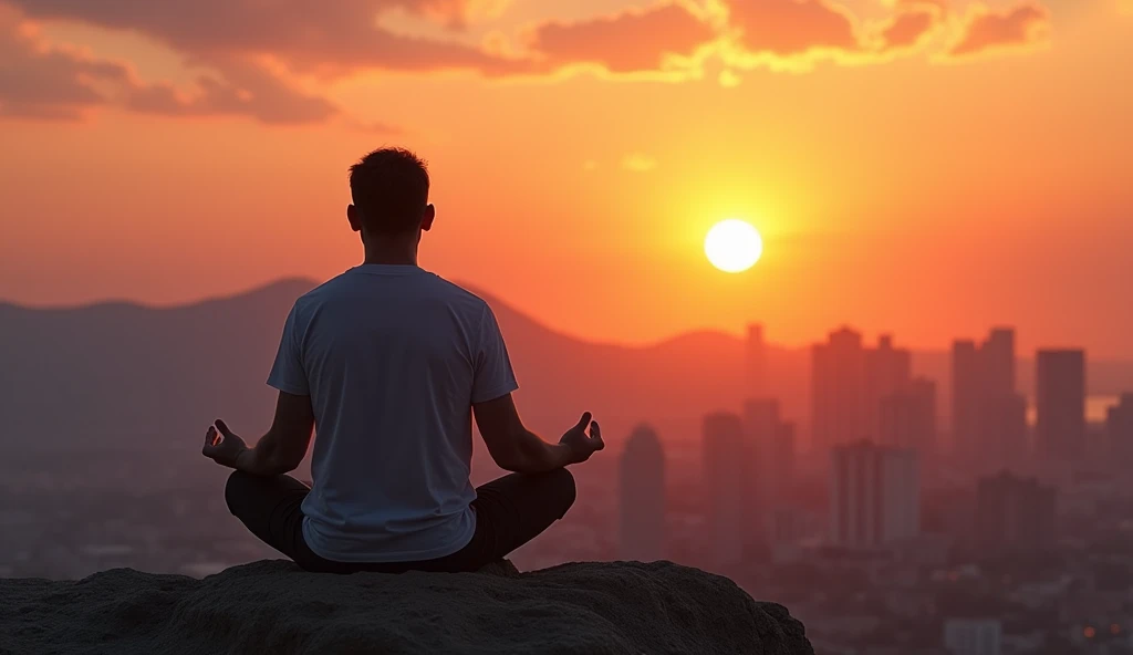 Mature man, Meditation, In front of the beautiful skyline, As the sun sets, Related to God, Portrait Photos, directed by: Drew Tucker, directed by: Adam Marchinsky, directed by: Alexander Kucharsky, directed by: Gavin Nolan, 8K Hyperrealism, directed by: Jason Felix, Yuri Shevidov and Tom Bagshaw, Illustration Art, Estillo Eric Johnson